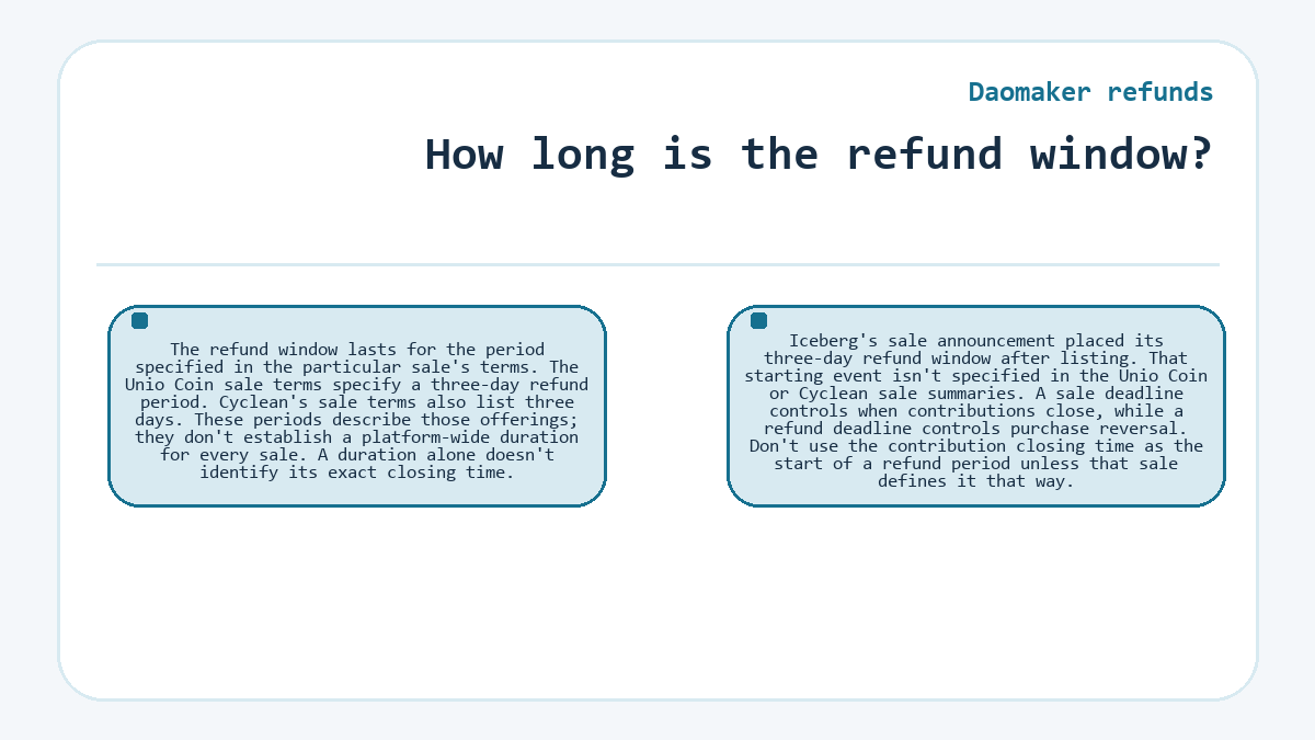 How long is the refund window? (Daomaker refunds)