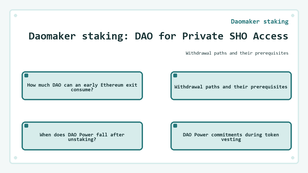 Diagram: Daomaker staking: DAO for Private SHO Access